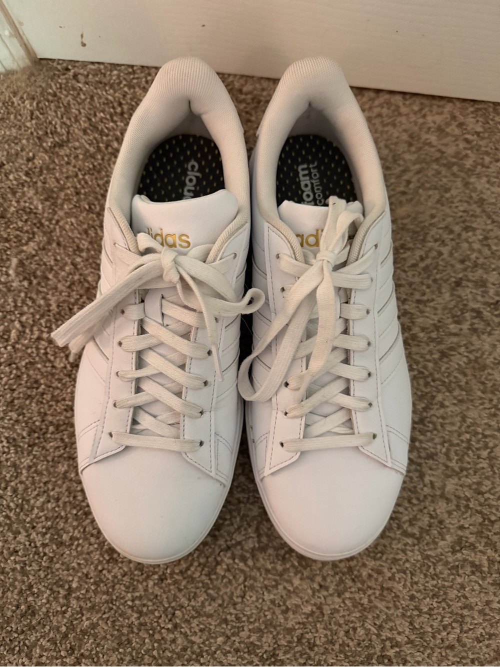 adidas White Athletic Sneakers with Gold Logo